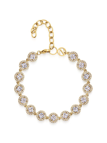 Nialaya Women's Chain Bracelet Clear Gemstone Link Bracelet Clear Gemstone Link Bracelet